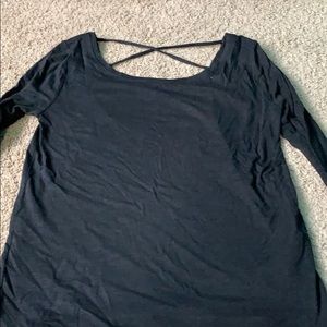 Hollister black long sleeve with cross back